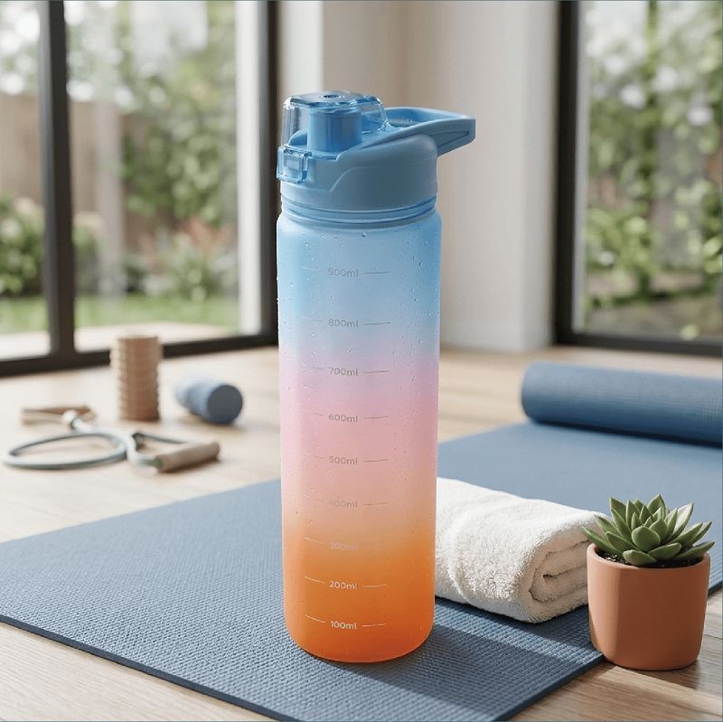 900ml Motivational Plastic Water Bottle With Time Marker And Straw suppliers