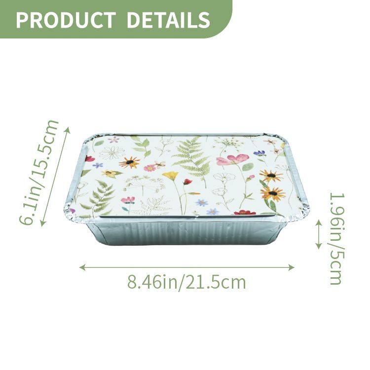 Disposable Aluminum Containers With Covers Printed Floral suppliers